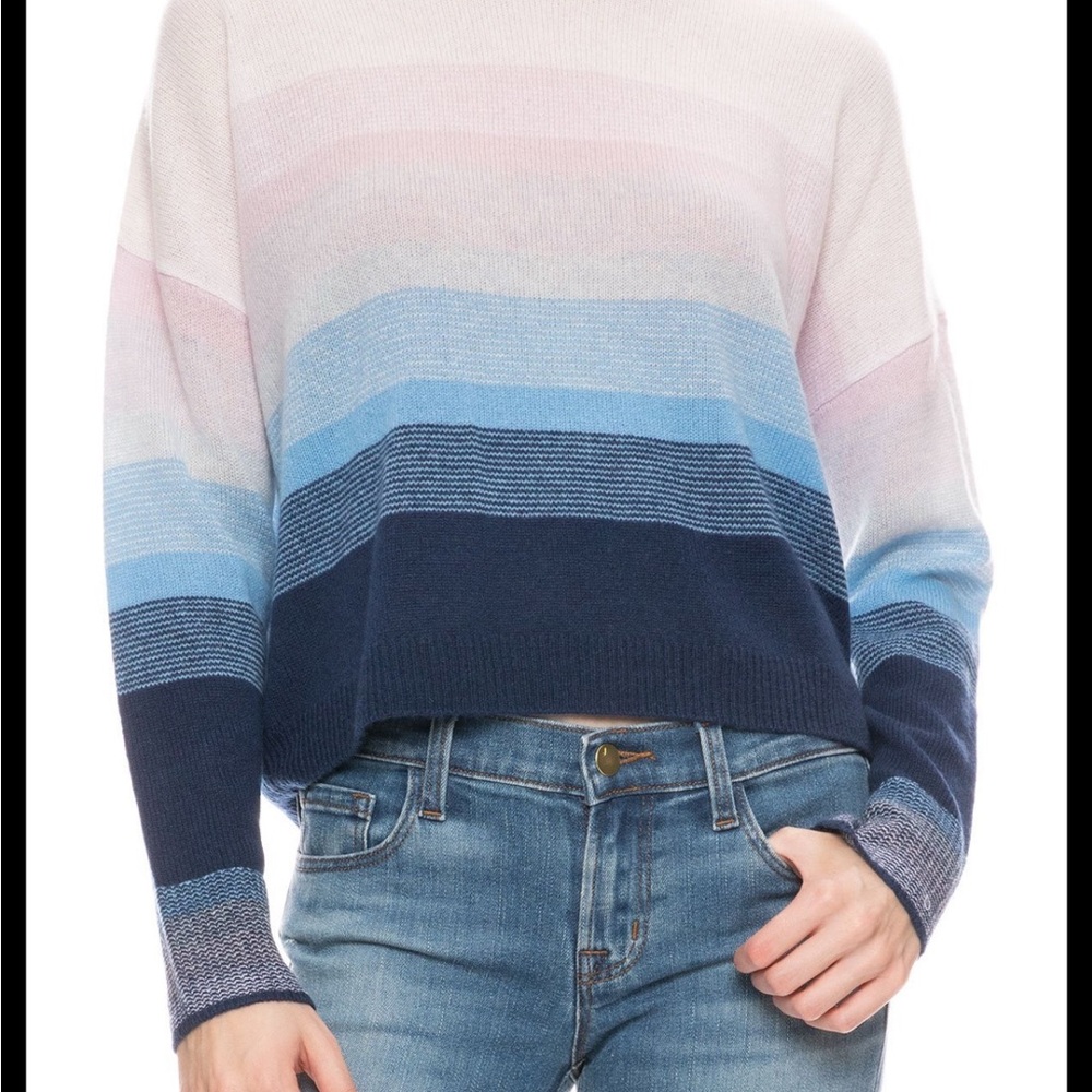 360 Cashmere Pastel and Navy Striped Sweater